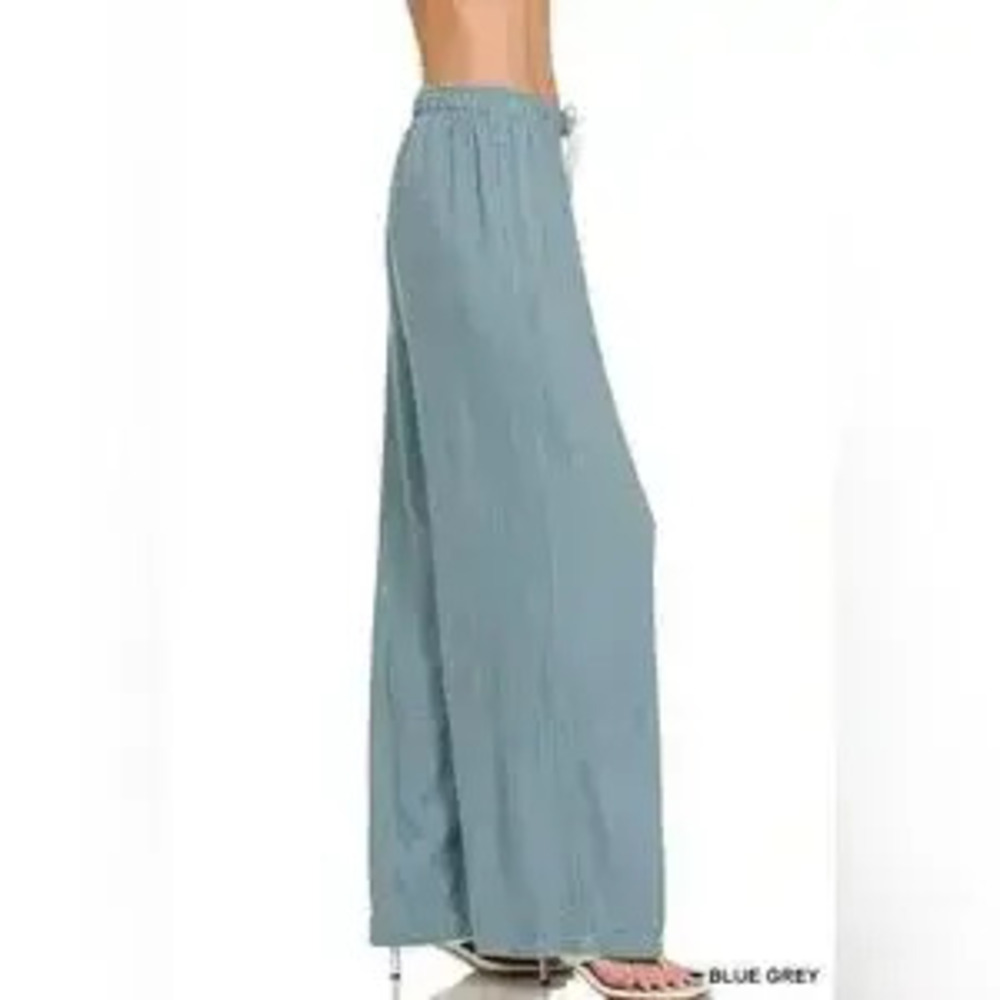 Zenana Linen Drawstring Pants - Picture 2 of 3